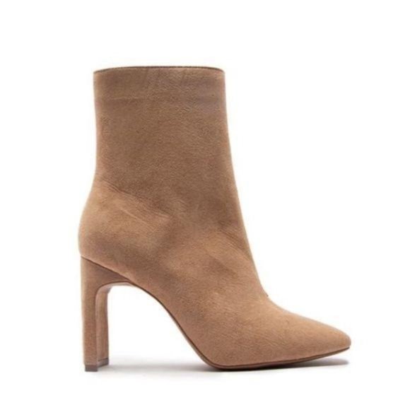 Taupe Vegan Suede Ankle Side Zip Booties - Picture 2 of 7